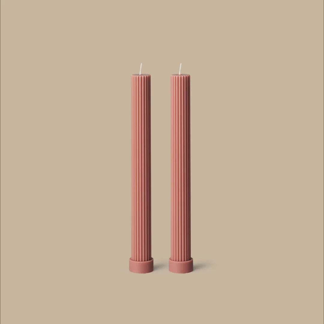 Column Pillar Candle Duo Peach