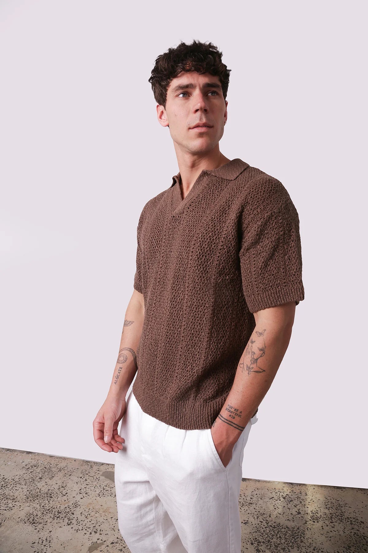 Maya Knit Polo - Chocolate