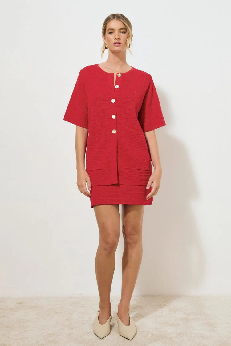 Memoir Knit Top - Raspberry