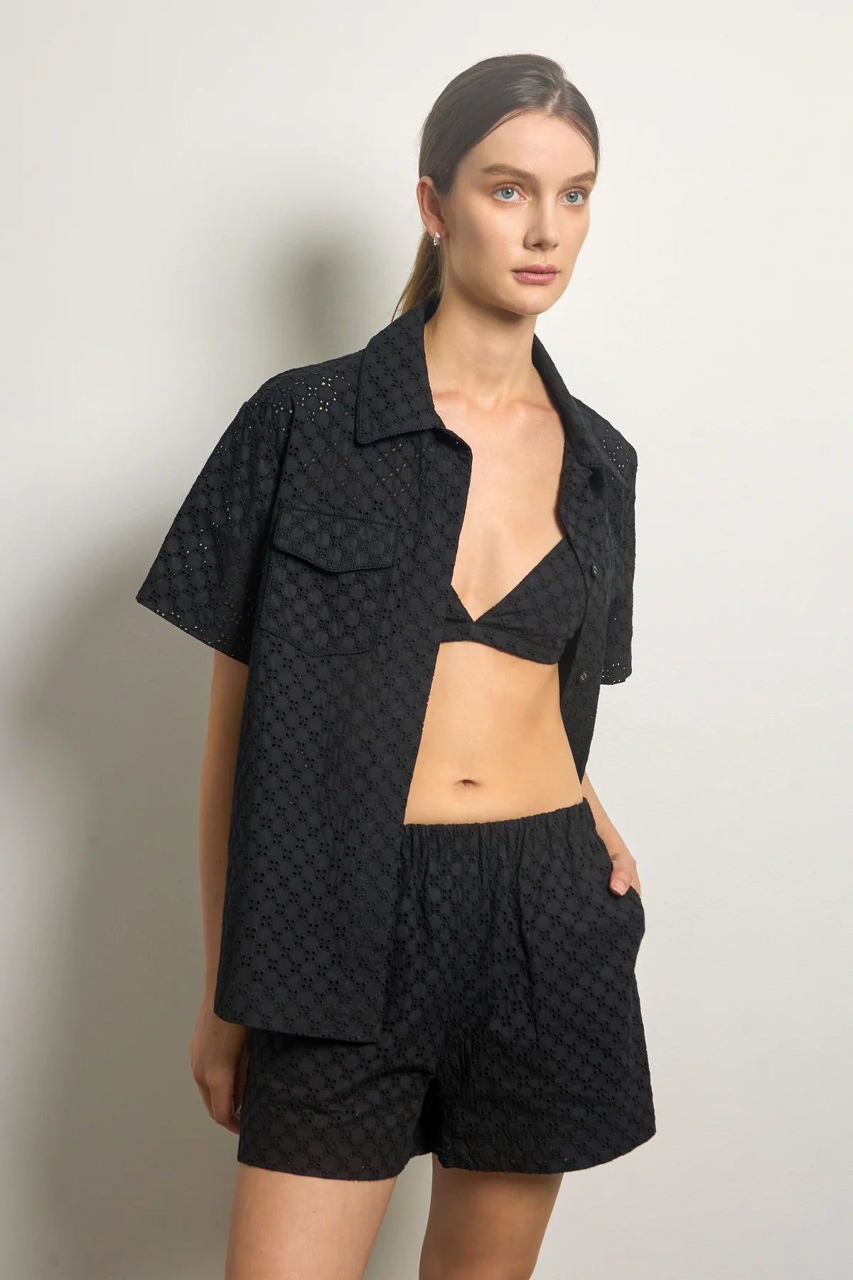 Embroidered Cotton Shirt - Black