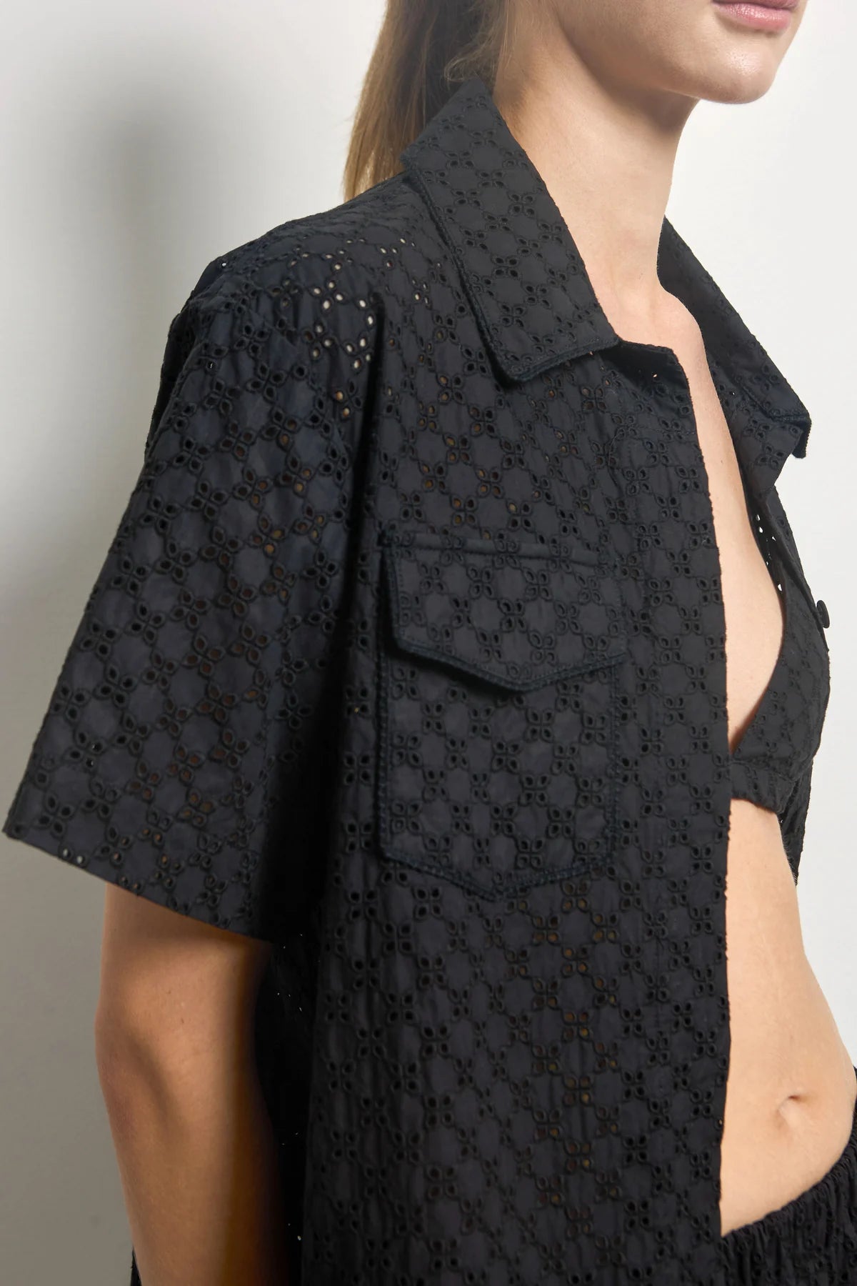 Embroidered Cotton Shirt - Black
