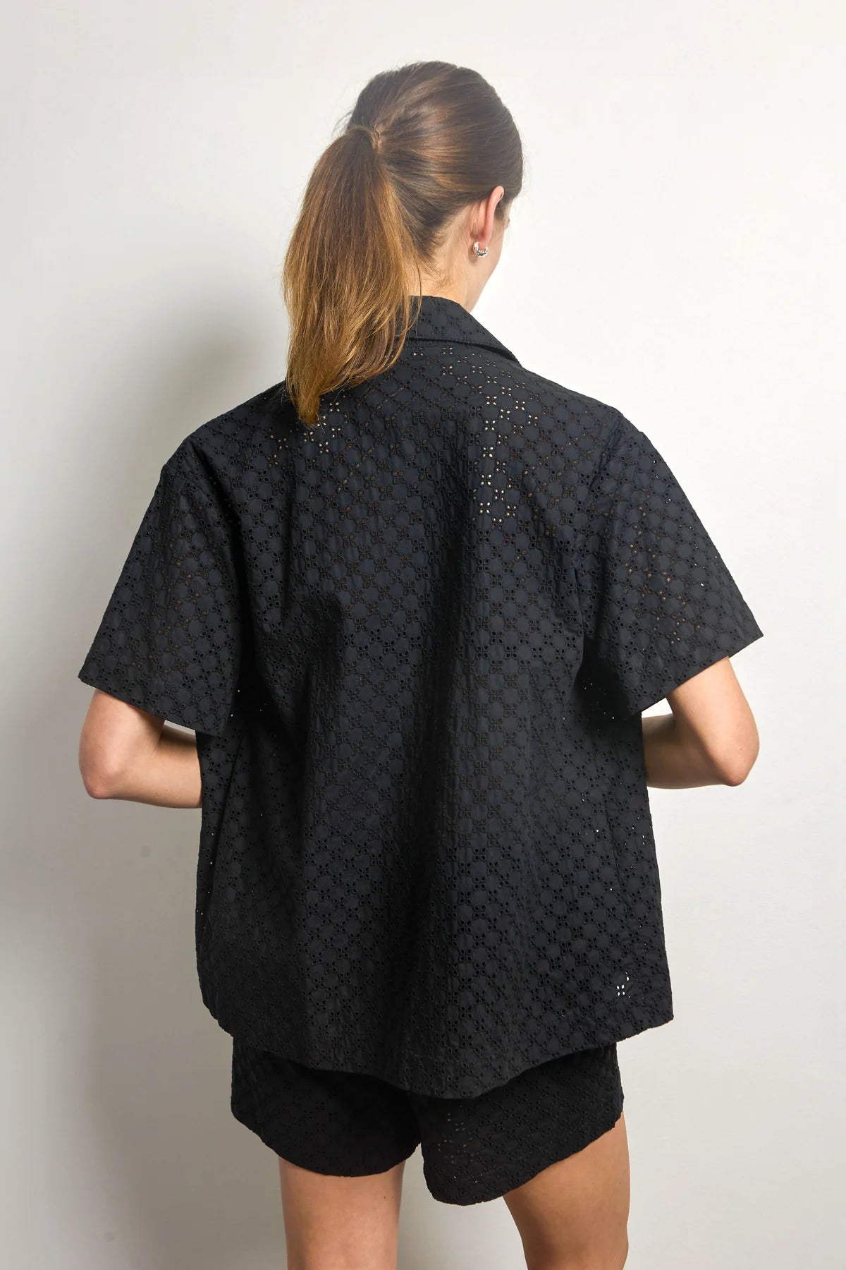 Embroidered Cotton Shirt - Black