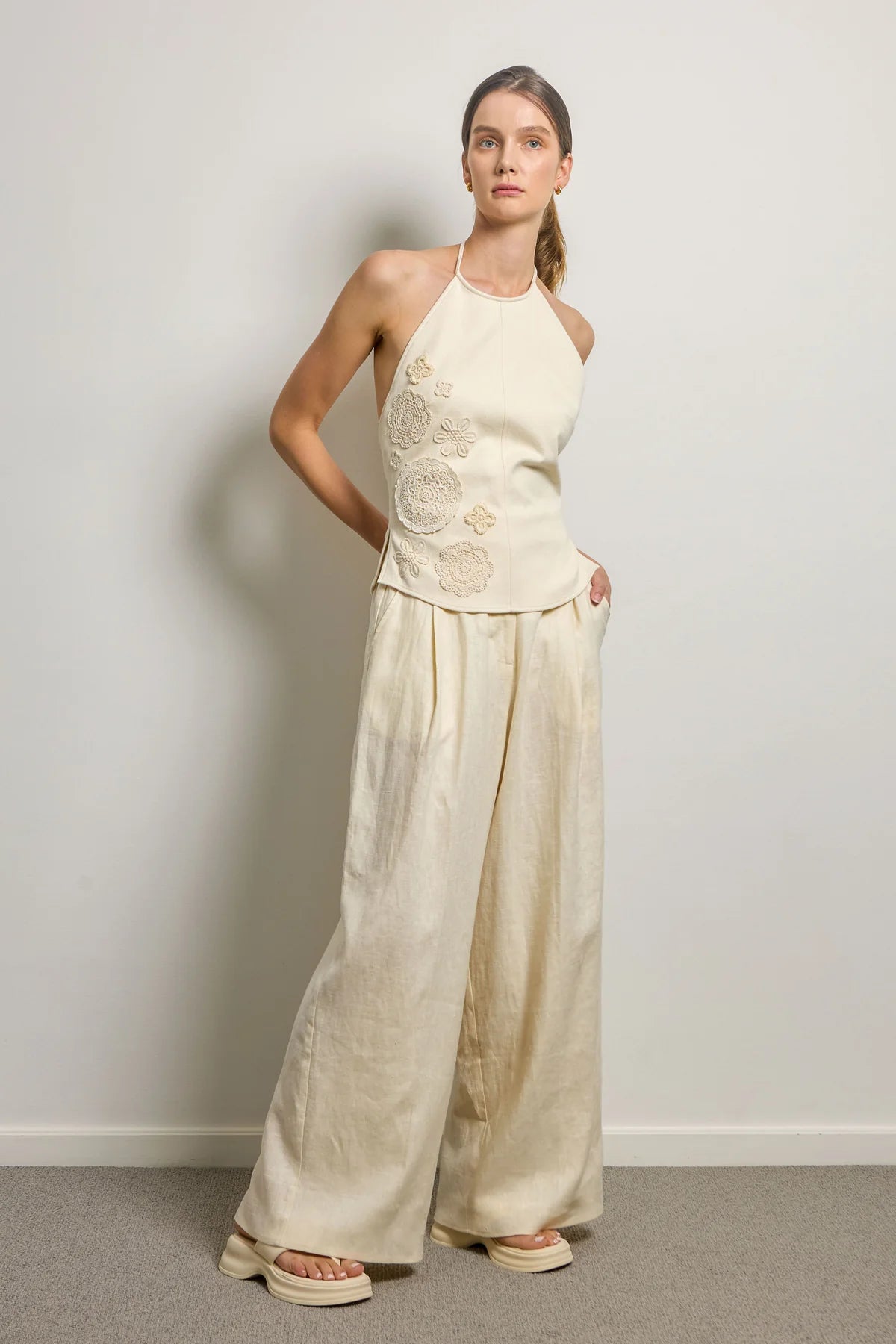 Doilie Tied Back Halter Top