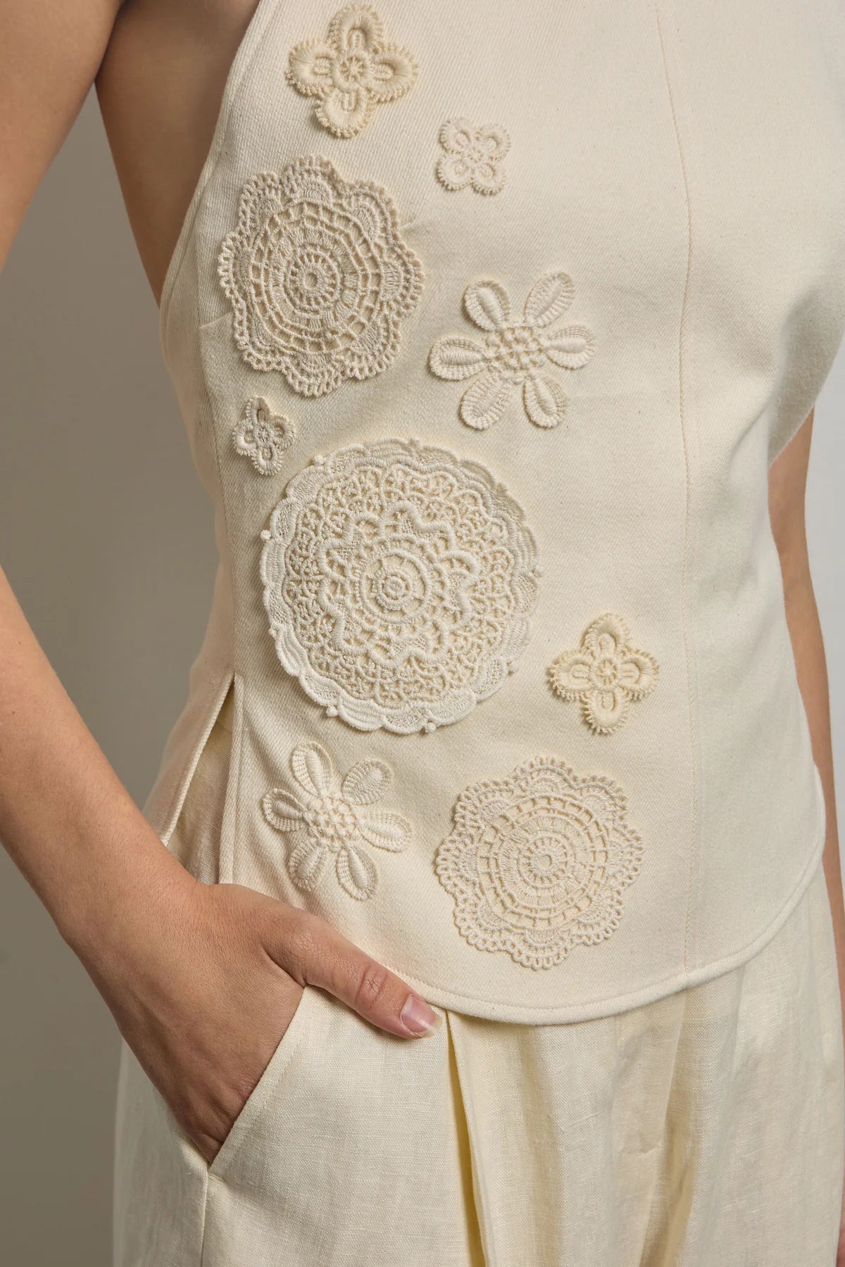 Doilie Tied Back Halter Top