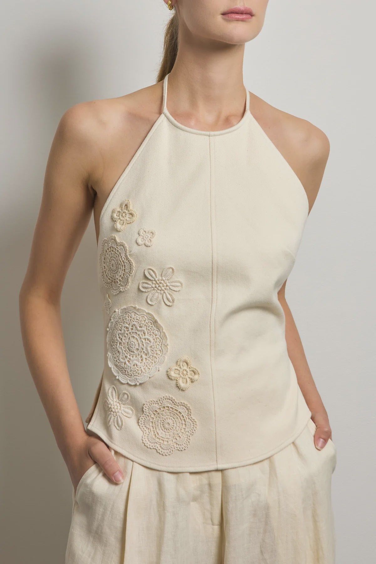 Doilie Tied Back Halter Top