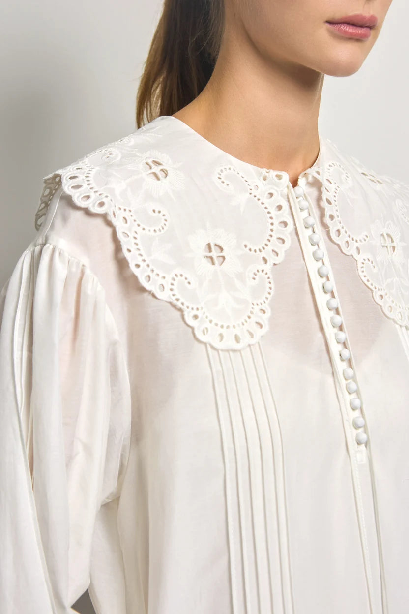 Lace Collar Tier Mini Dress