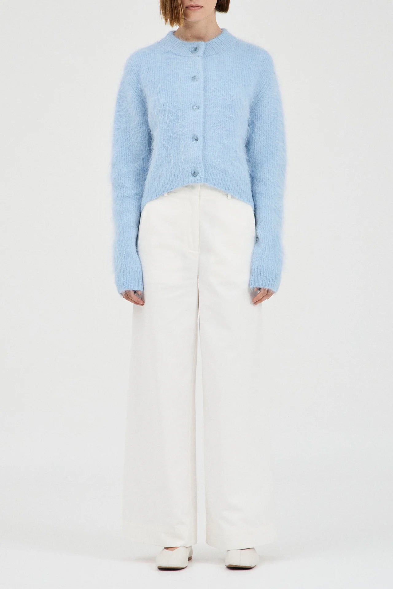 Beaujolais Fluffy Alpaca Cardigan - Baby Blue