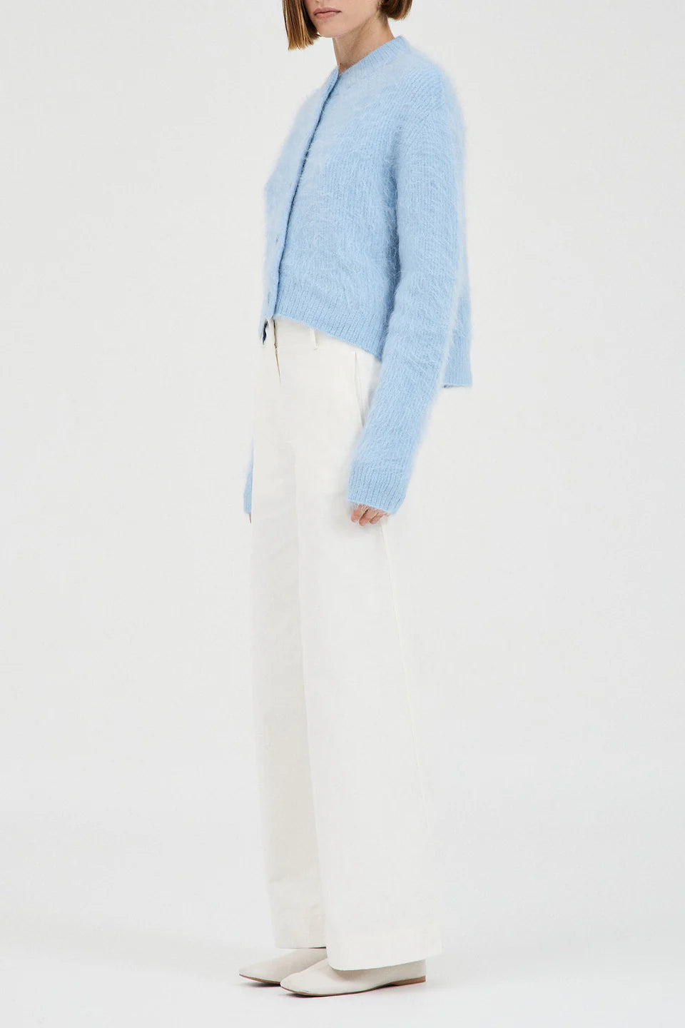 Beaujolais Fluffy Alpaca Cardigan - Baby Blue