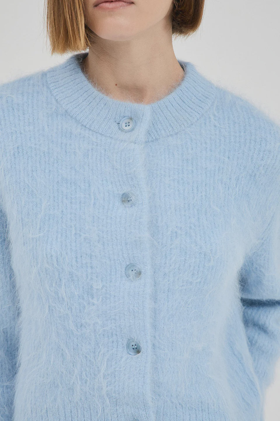 Beaujolais Fluffy Alpaca Cardigan - Baby Blue
