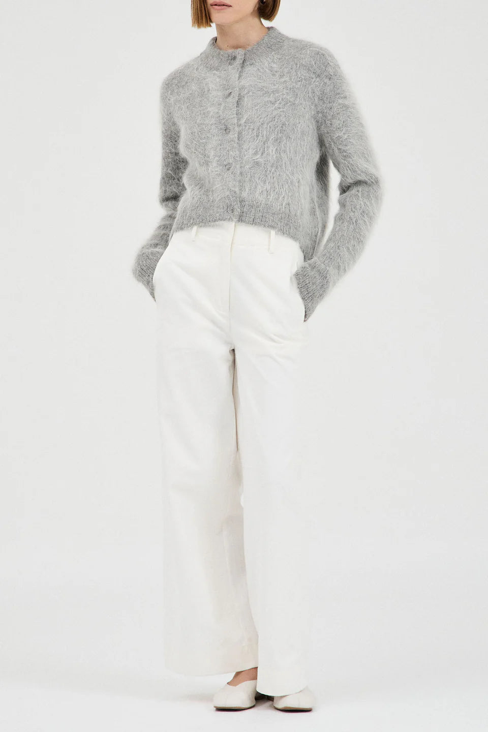 Beaujolais Fluffy Alpaca Cardigan - Grey