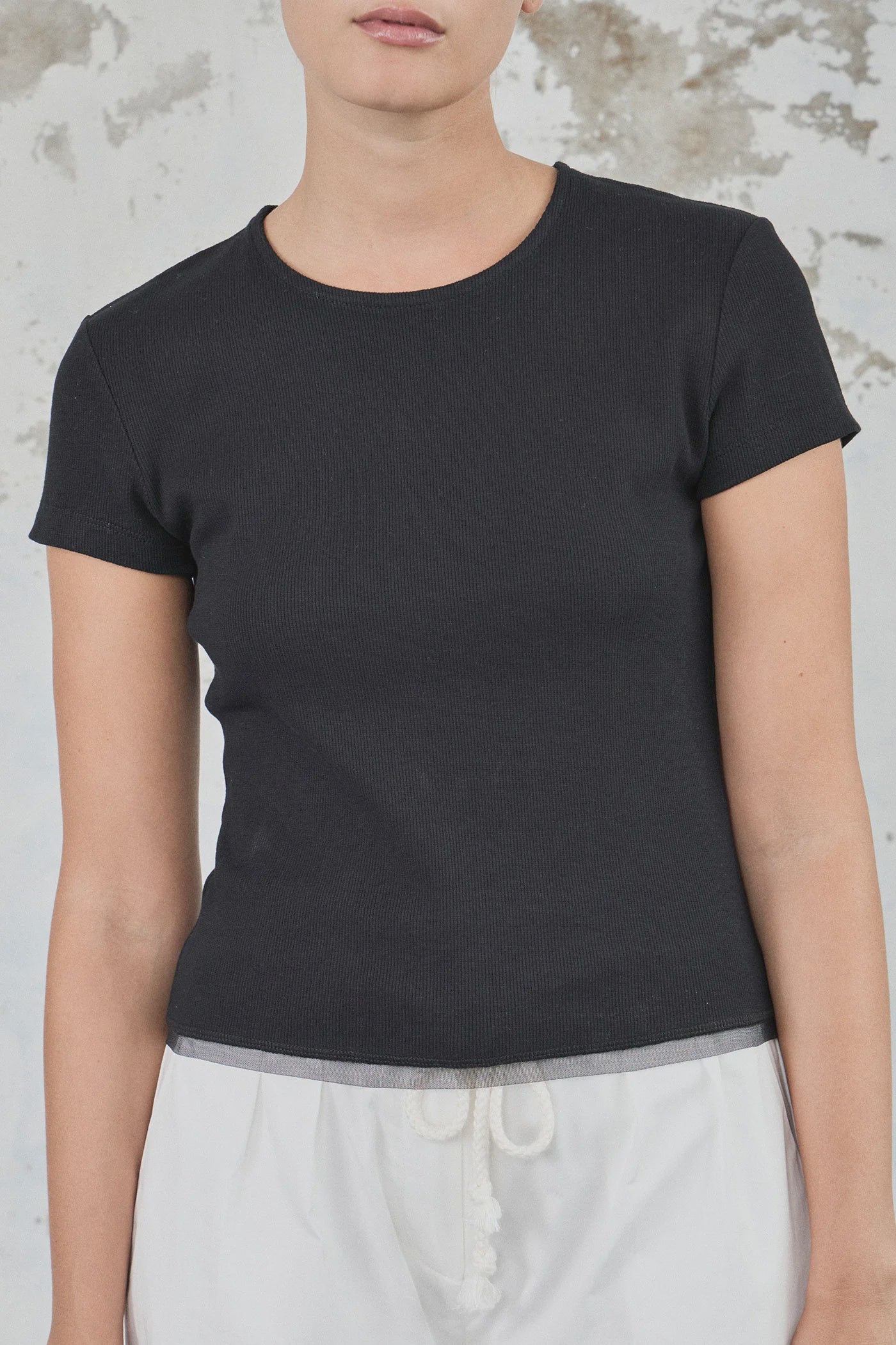 Cotton mesh Baby Tee - Black