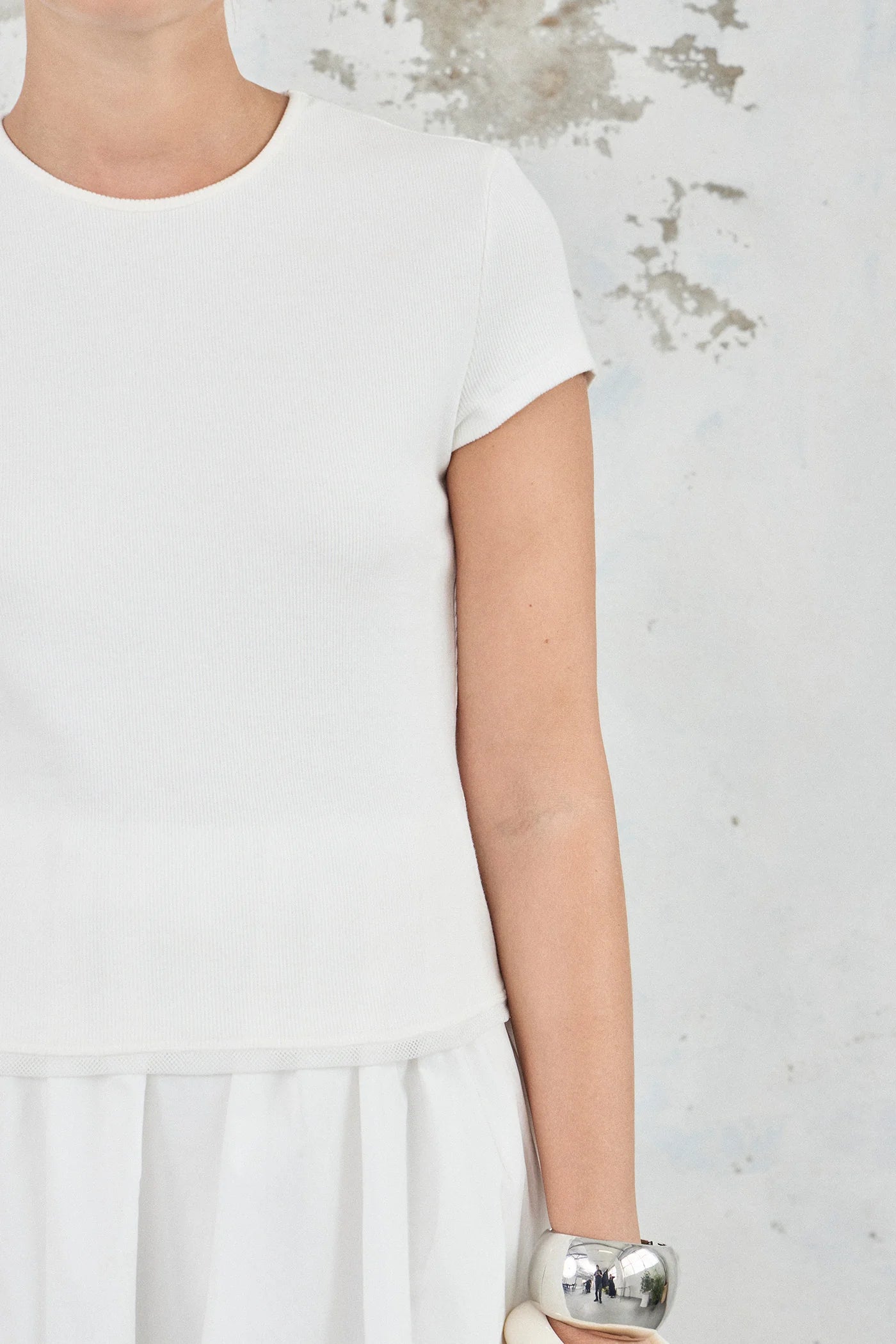 Cotton mesh Baby Tee - White