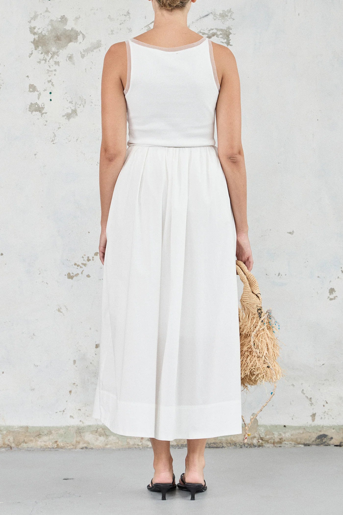 Cotton Mesh Tank - White