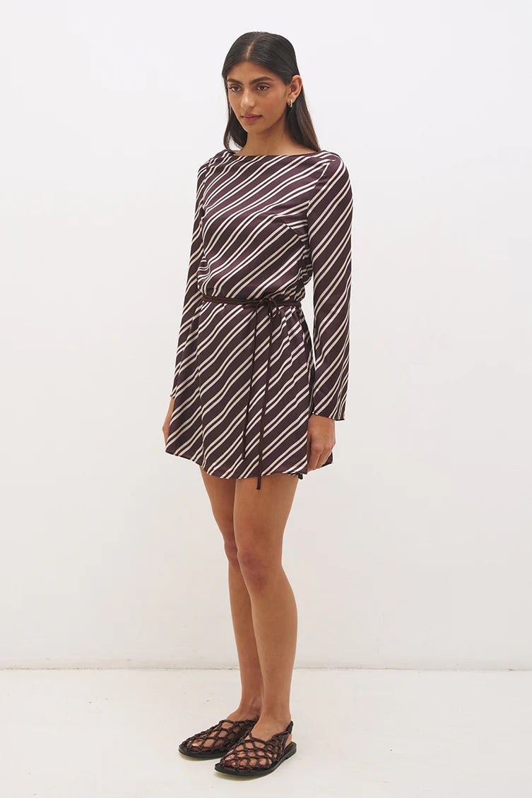 Linna Mini Dress - Chocolate Stripe