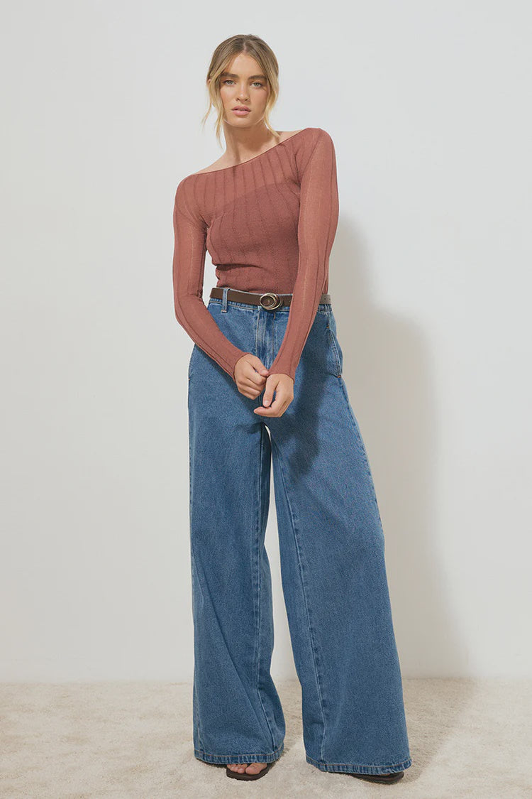 Reflection Knit Top - Cognac