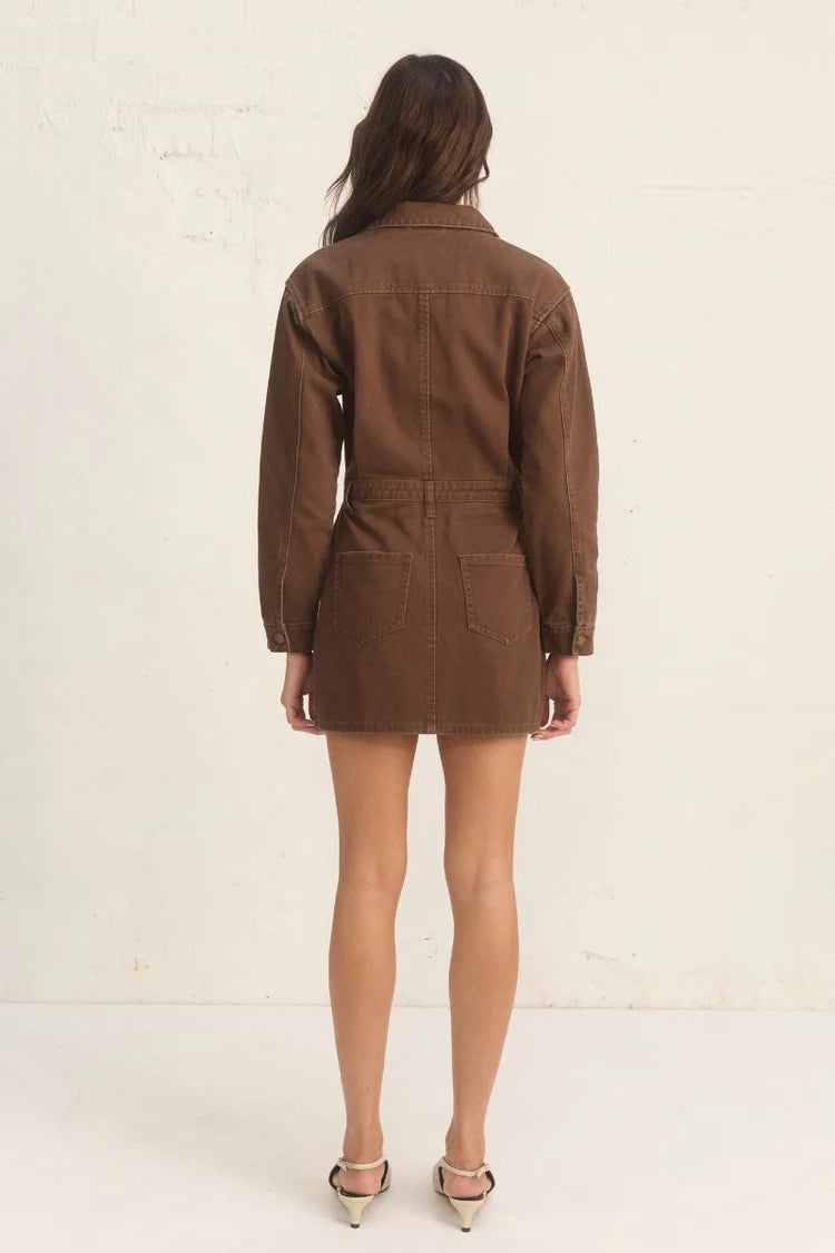 Bayside Denim Dress - Coffee