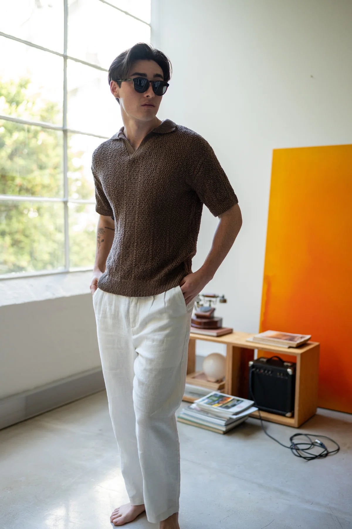 Maya Knit Polo - Chocolate