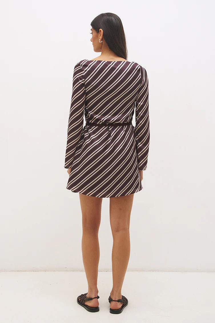 Linna Mini Dress - Chocolate Stripe