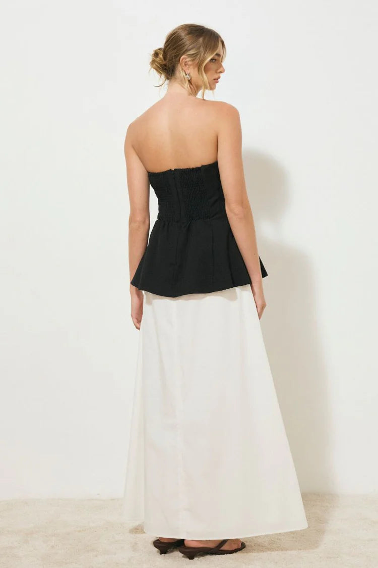 Solice Strapless Dress - Black / White