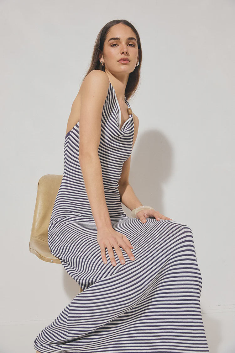 Soma Knit Dress - Navy / White