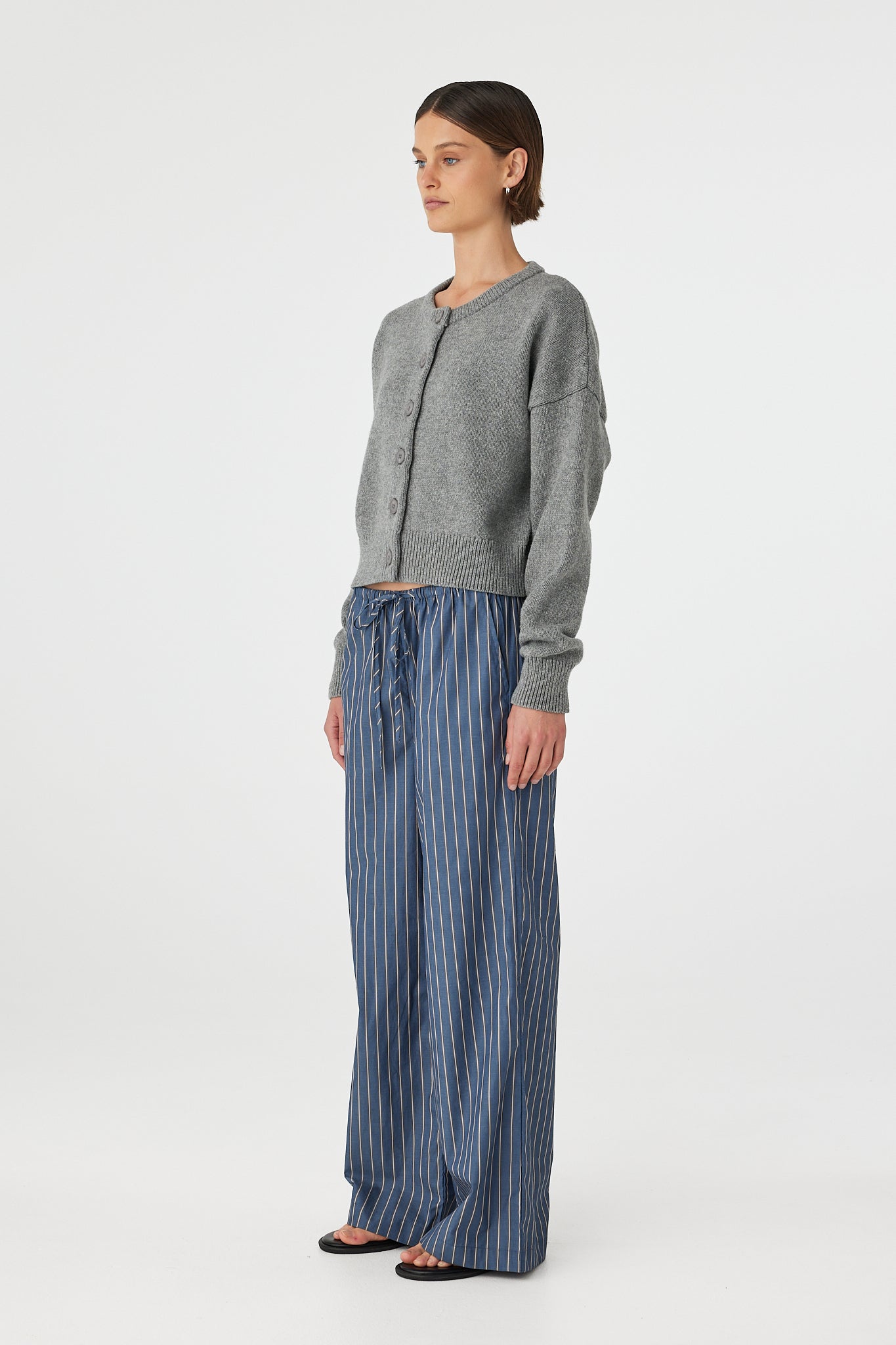 Rae Pants - Muted Blue Stripe