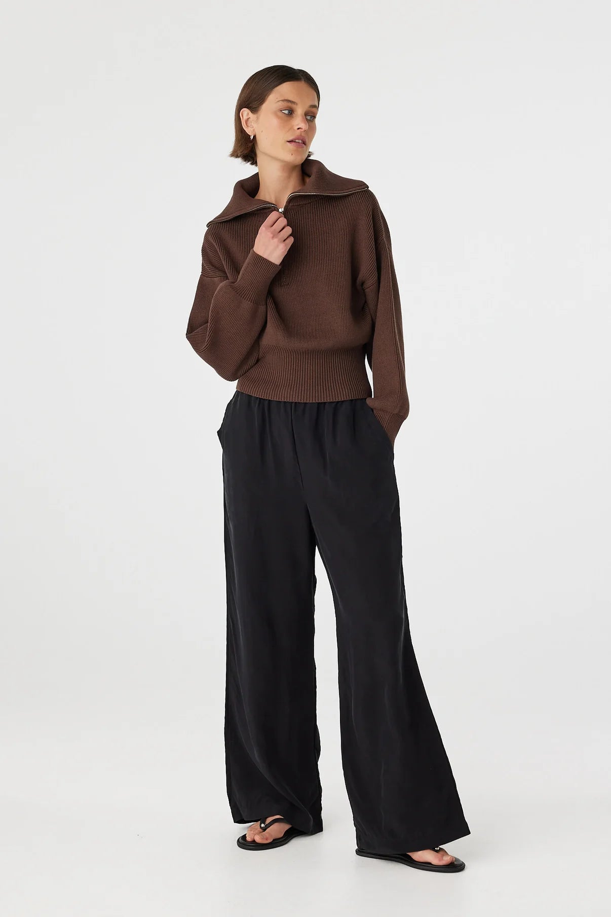Marley Zip Sweater - Espresso