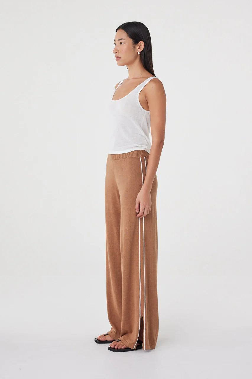 Pippa Drawstring Pant - Pecan & White