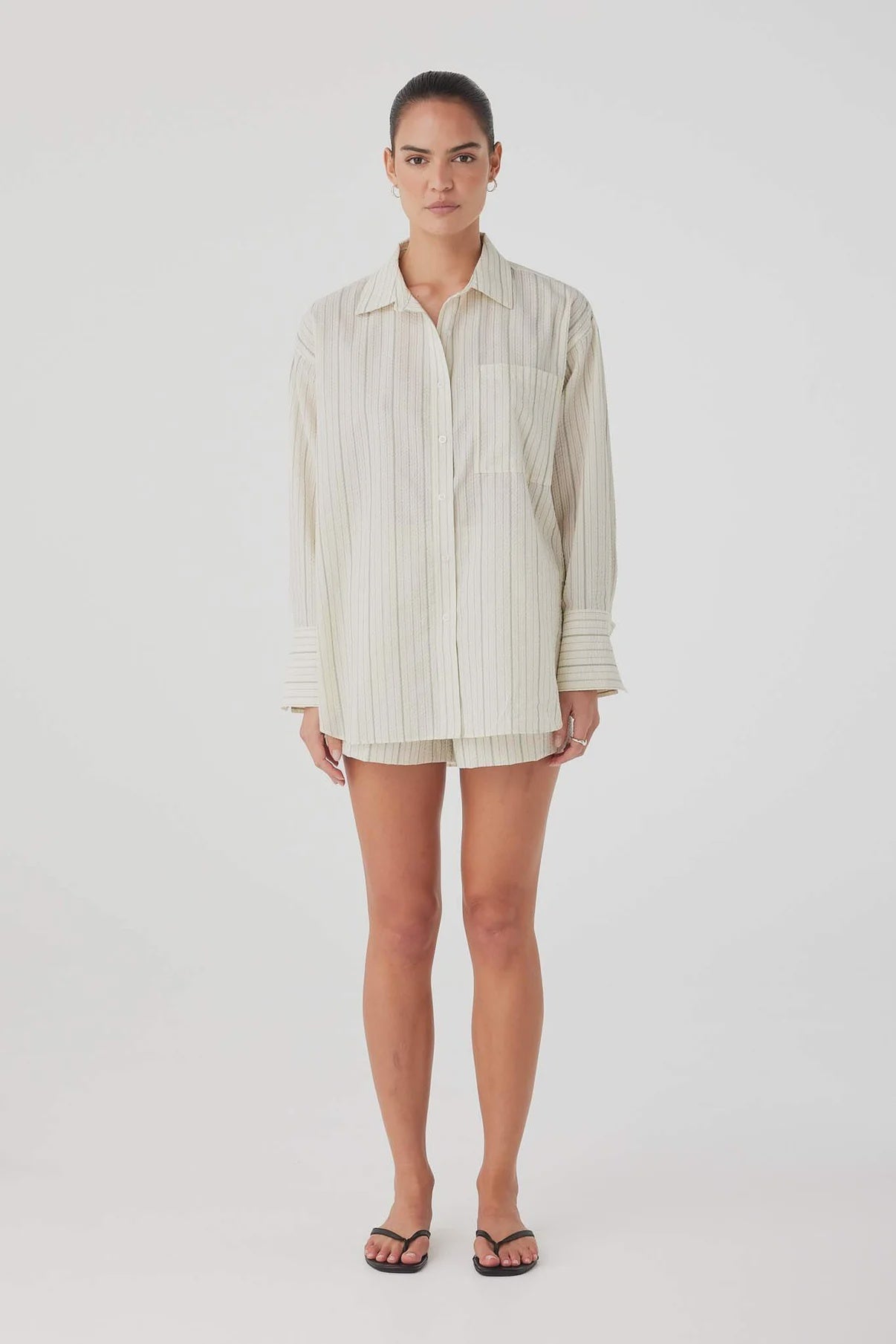 Rae Boxer Short - Olive Stripe