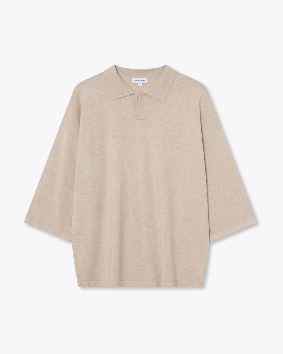3/4 Knit Polo - Sand