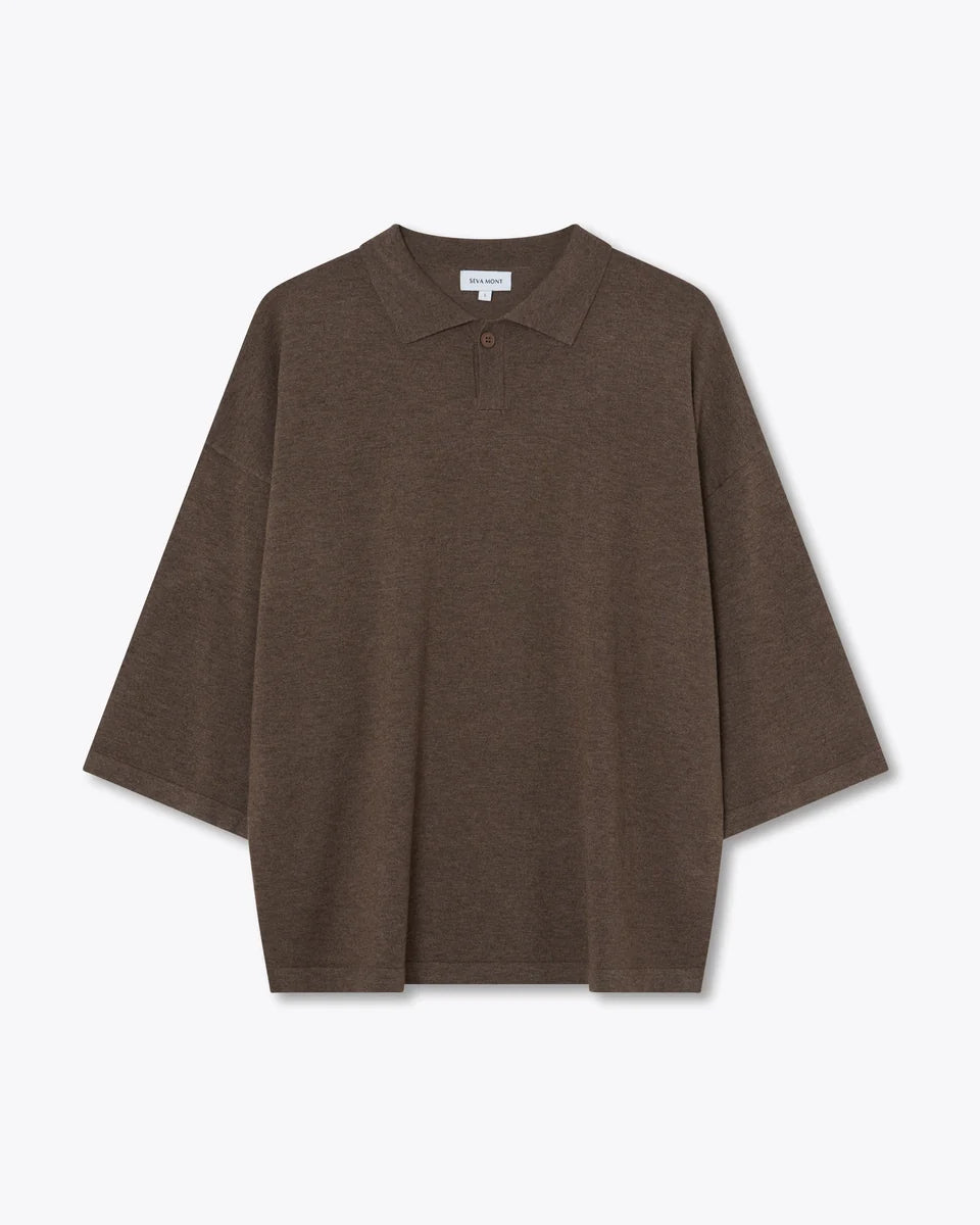 3/4 Knit Polo - Chocolate