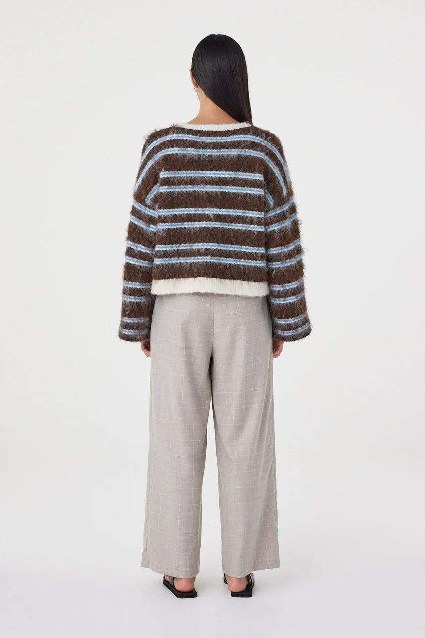Lucca Knit Sweater - Espresso & Blue Stripe