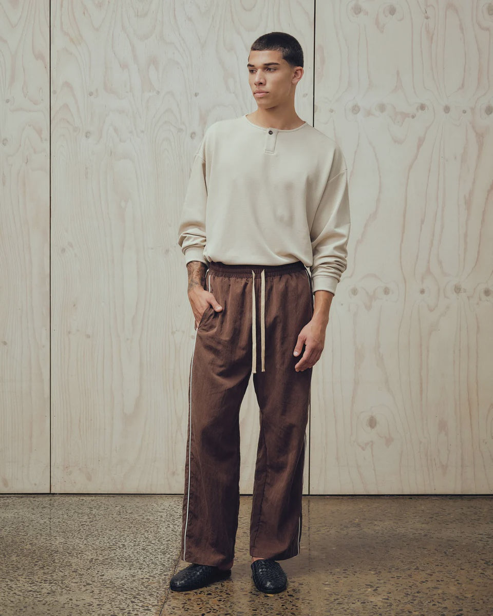 Relaxed Stripe Trackpant - Chocolate