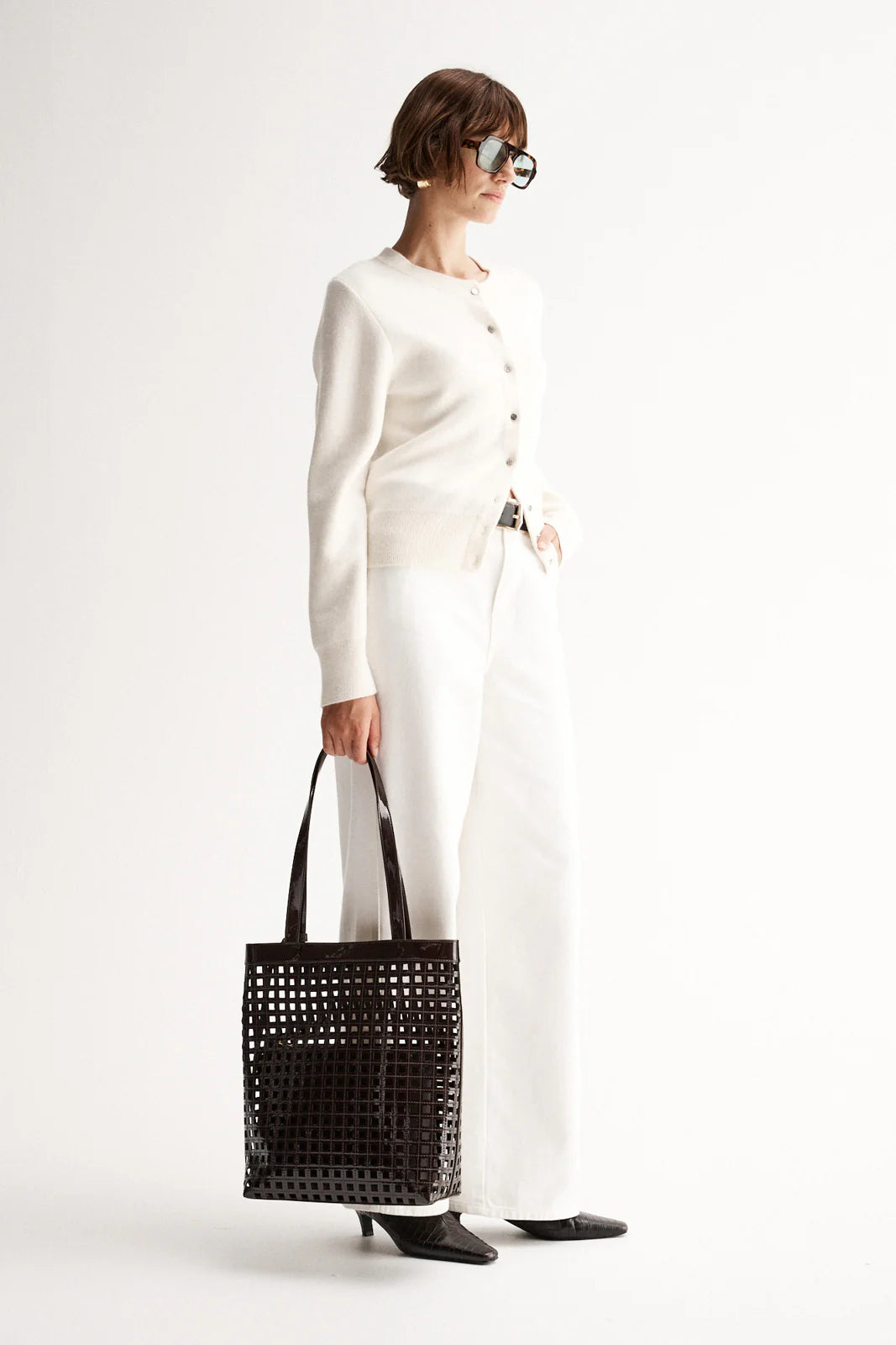 Saschia Knit Cardigan - White Marle