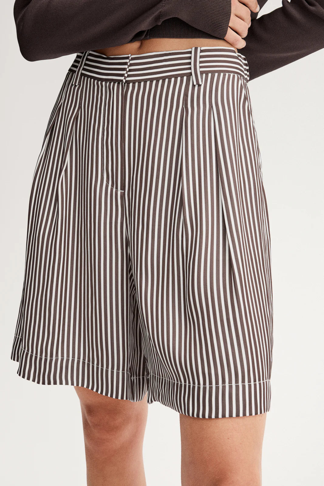 Jamie Stripe Shorts - Chocolate