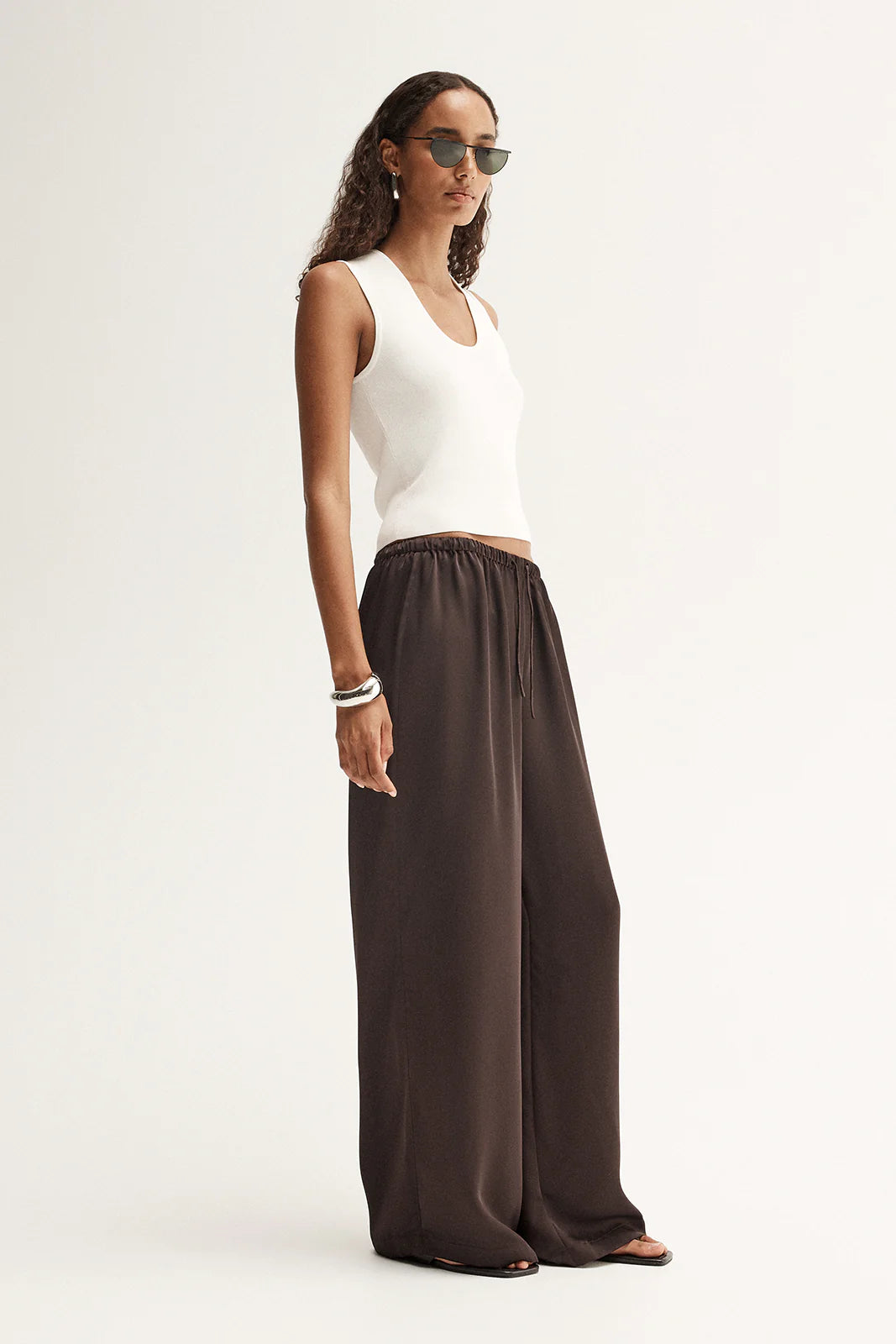 Mina Satin Pant - Chocolate