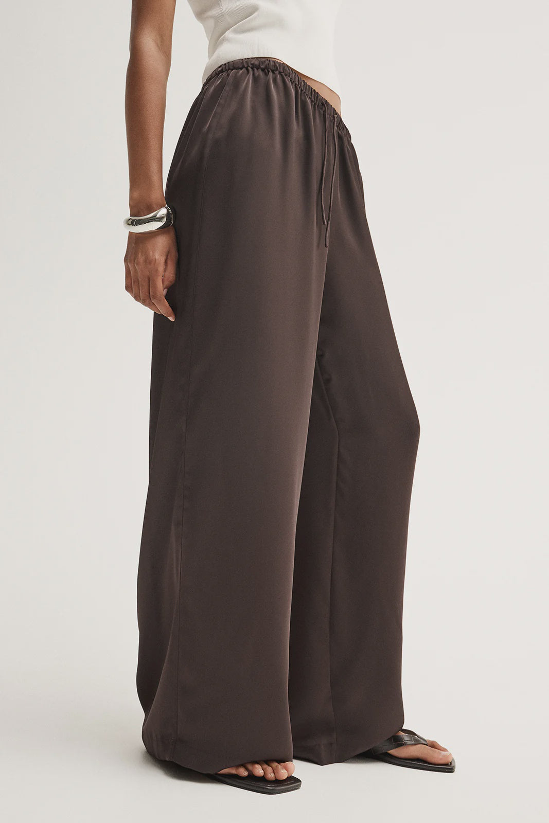 Mina Satin Pant - Chocolate