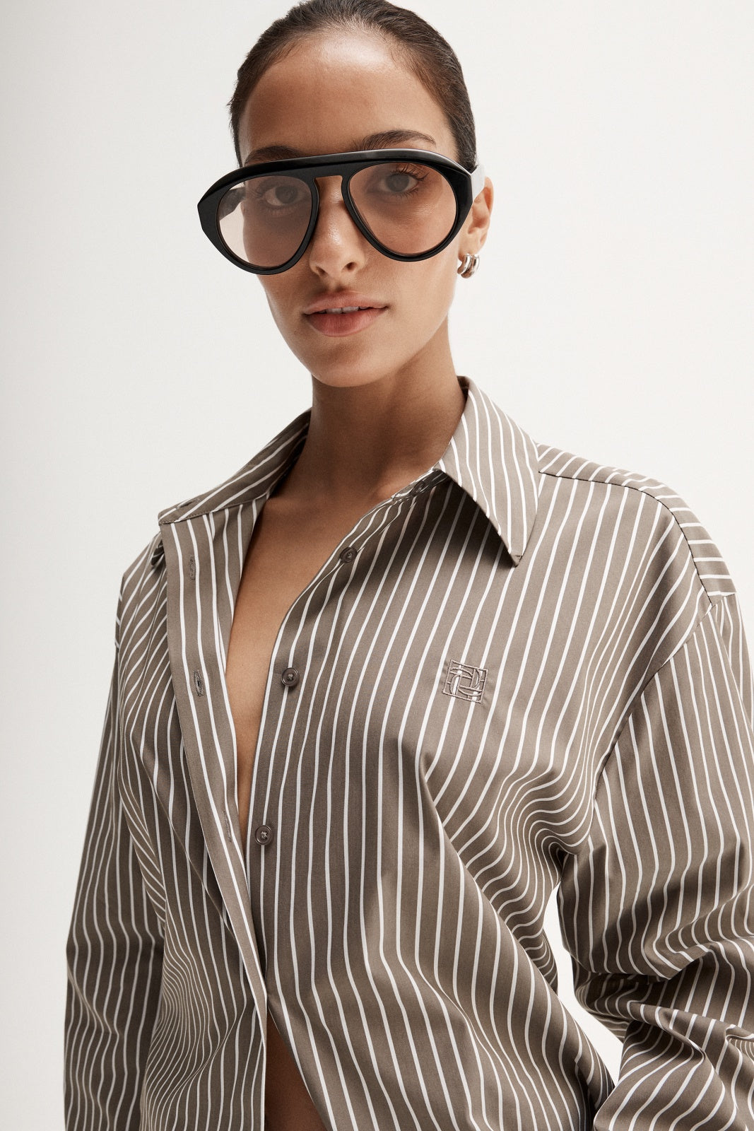 Emery Stripe Shirt - Taupe Stripe