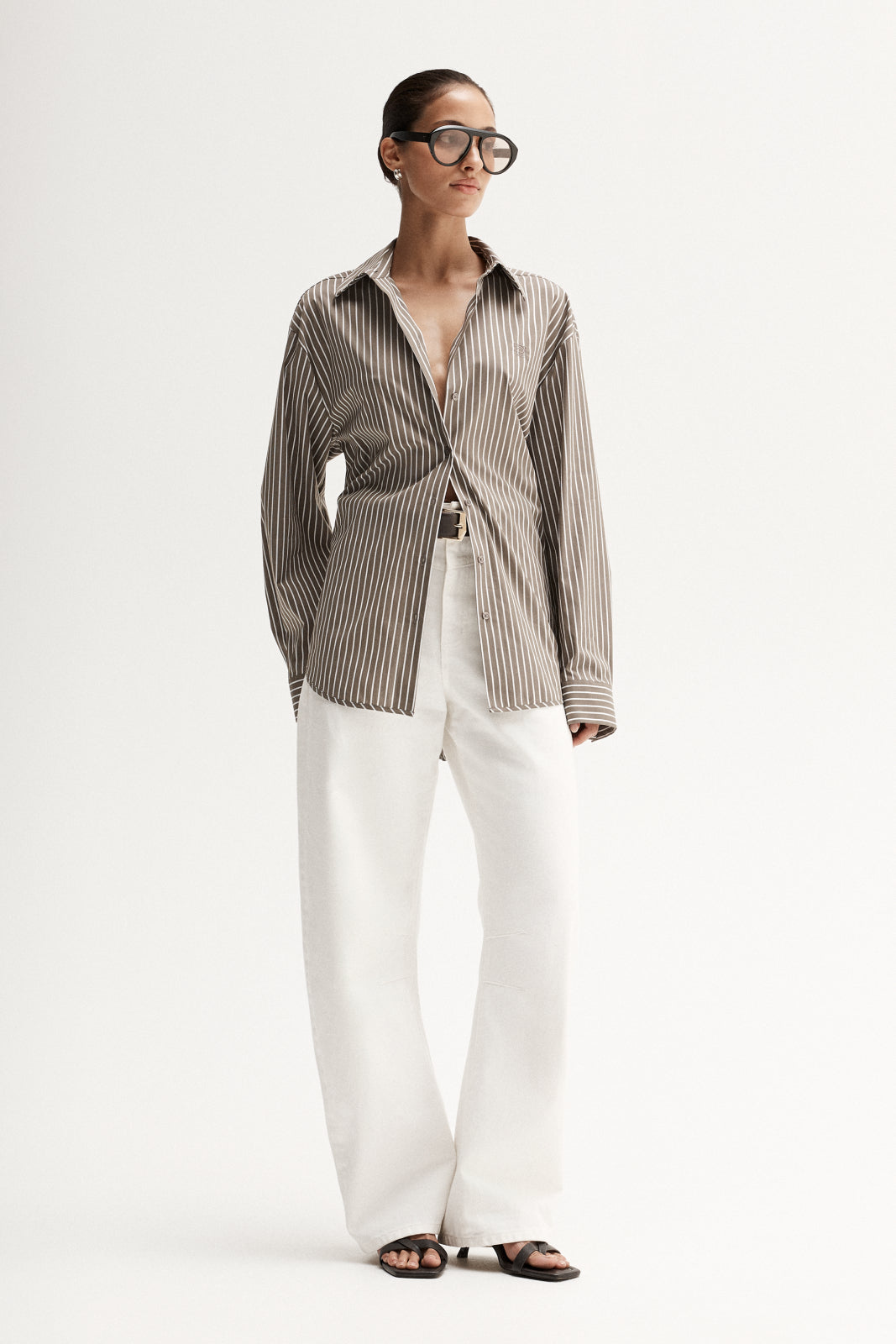 Emery Stripe Shirt - Taupe Stripe