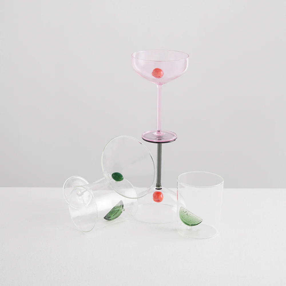 Martini Glass - Clear & olive