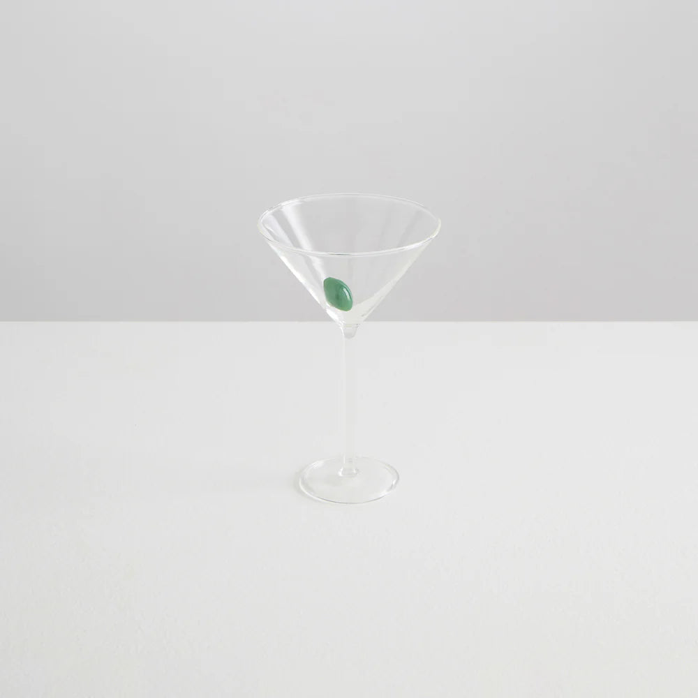Martini Glass - Clear & olive