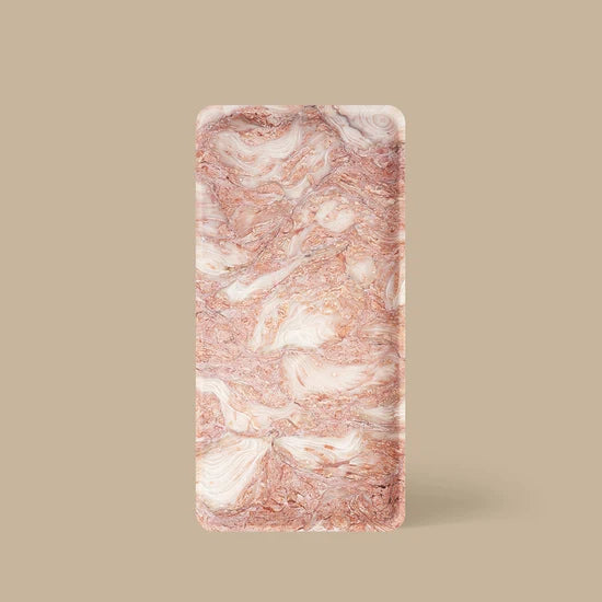 Linea Rectangle Marble Tray - Fossil Pink