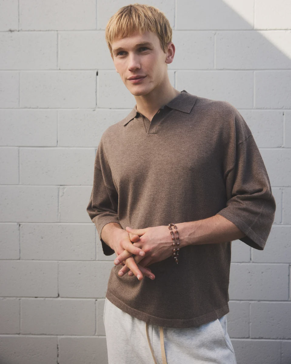 3/4 Knit Polo - Chocolate