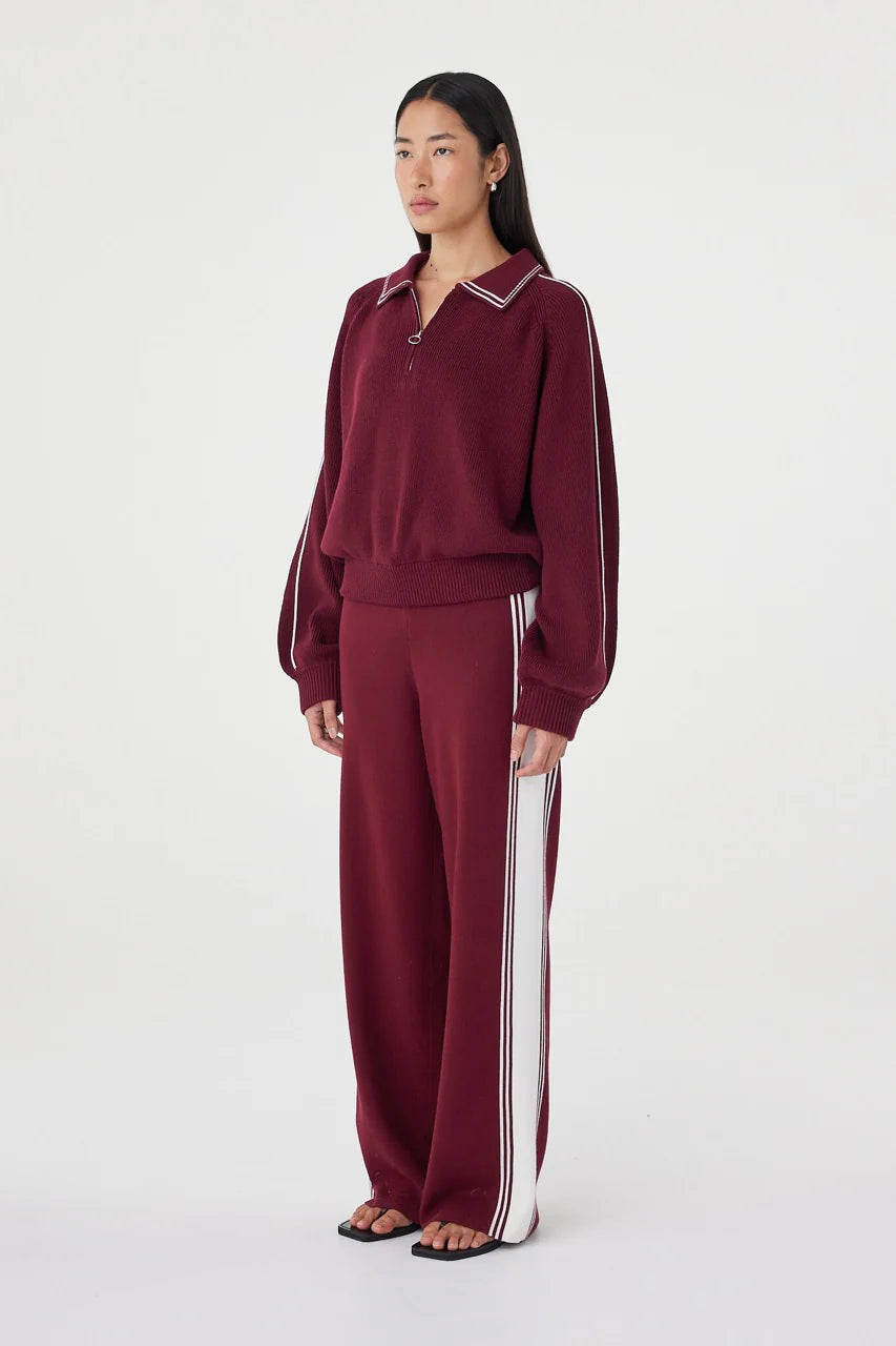 Emery Pant - Merlot & Cream
