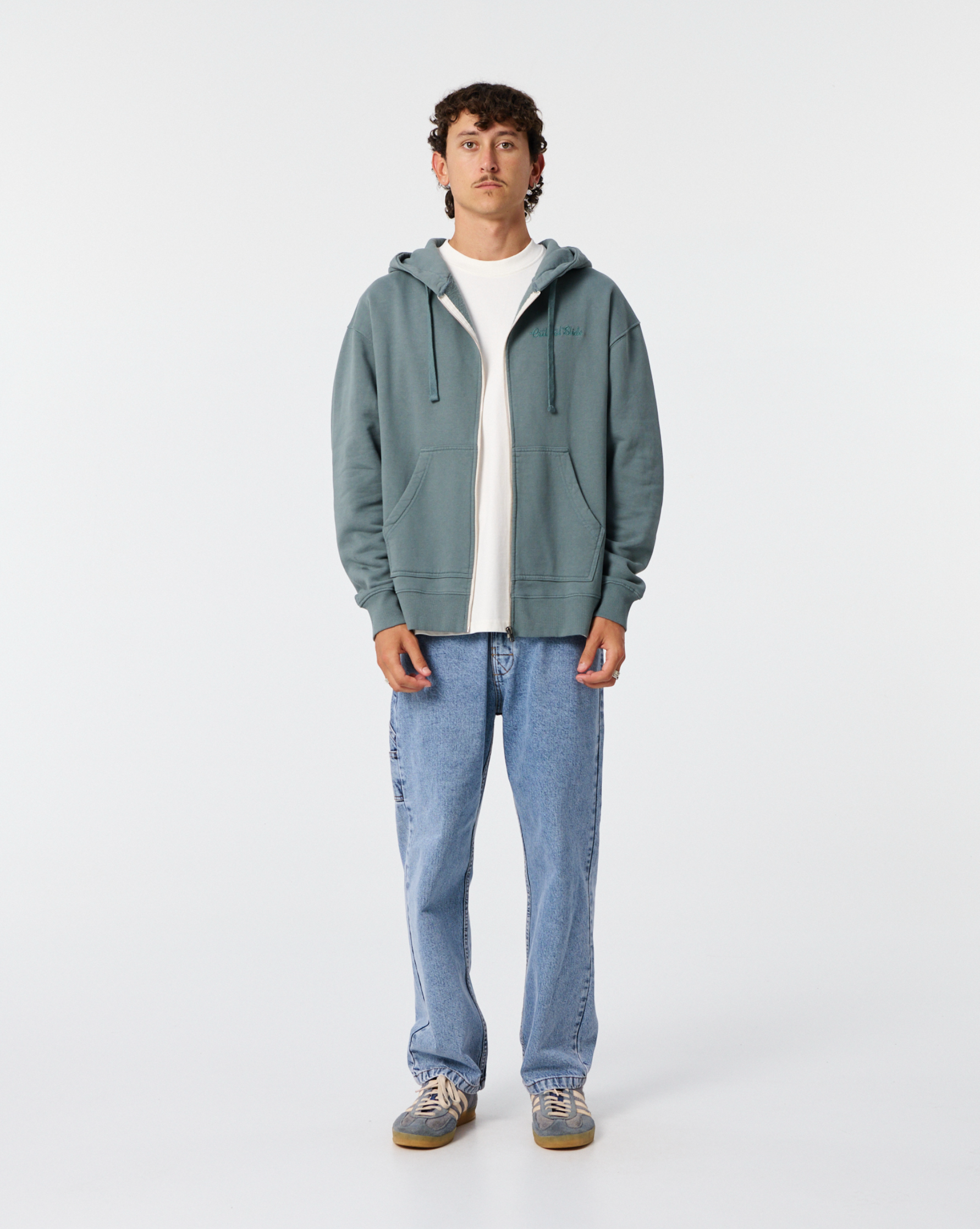 Business Zip Hoodie - Dusty Green