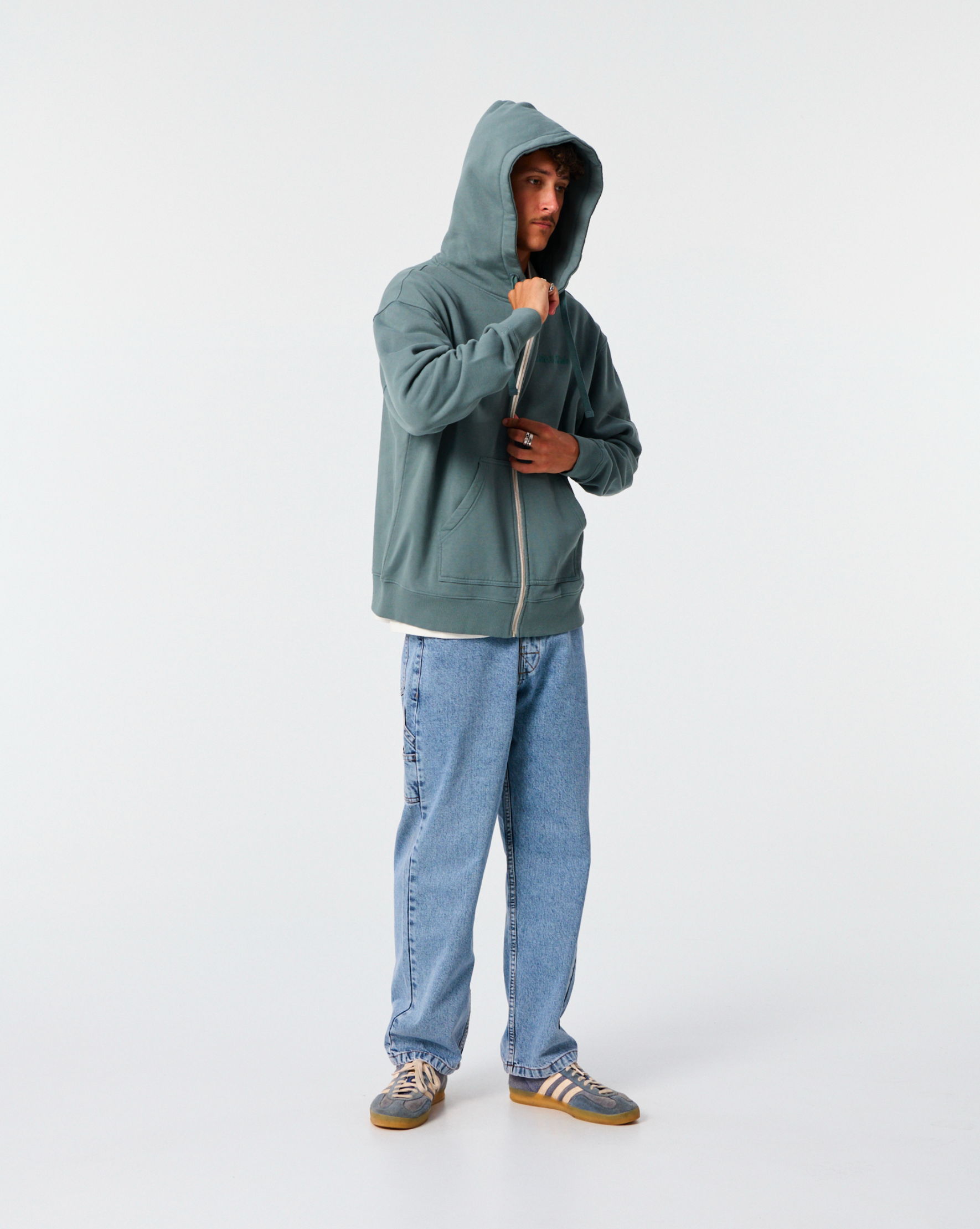 Business Zip Hoodie - Dusty Green