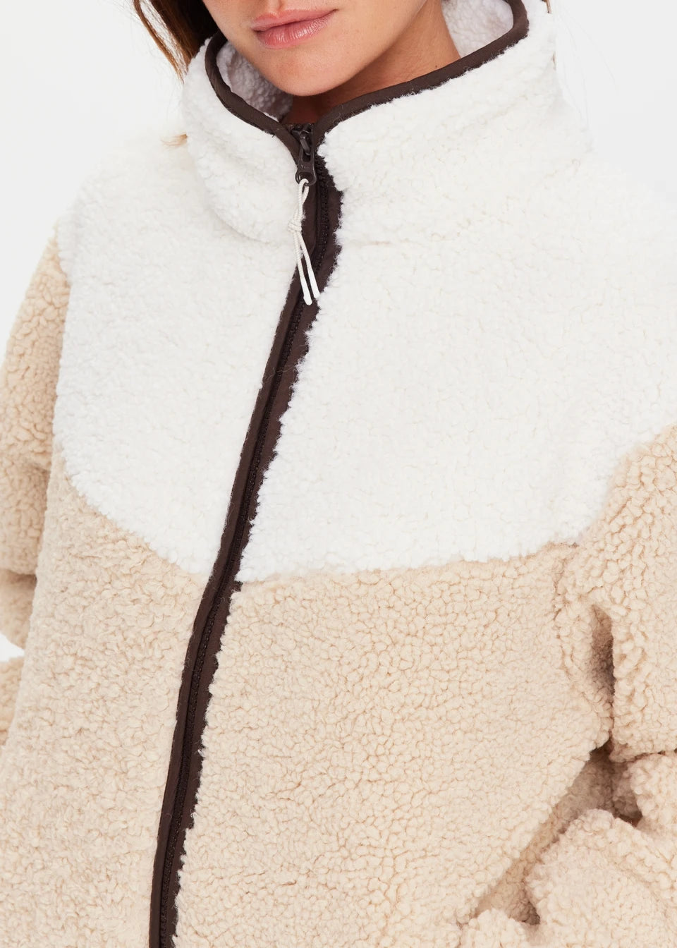 Harlow Fleece Zip Through - Pebble