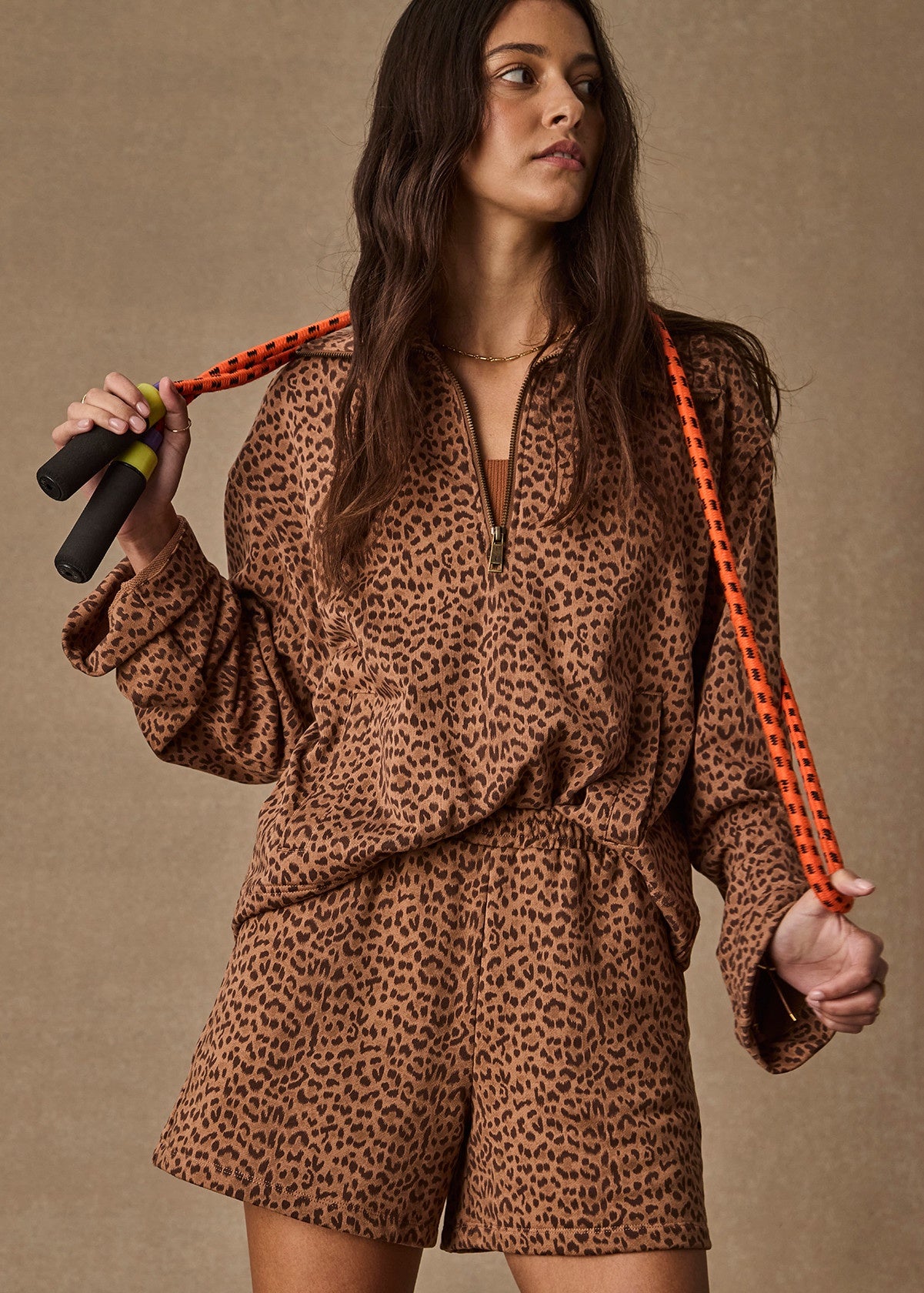 Javan JonesQuarter Zip Sweat - Leopard