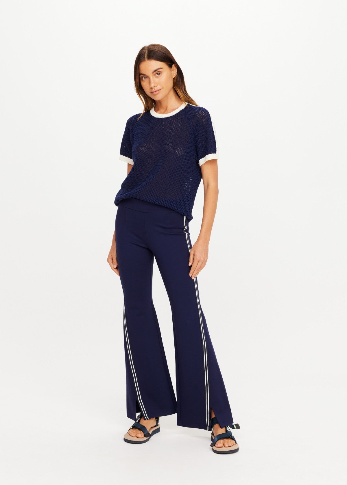 Joyela Panelled Flare Pant - Navy