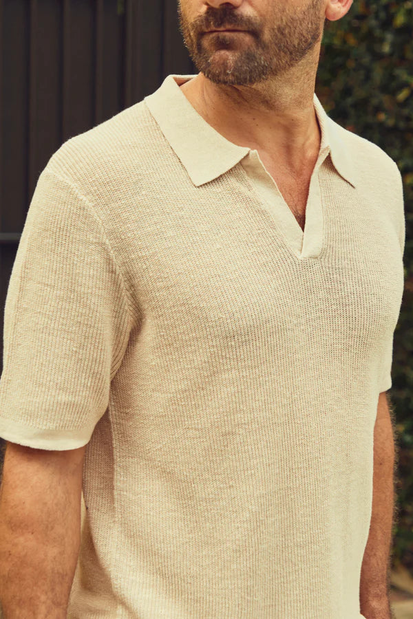 Lucca Linen Polo - Sand