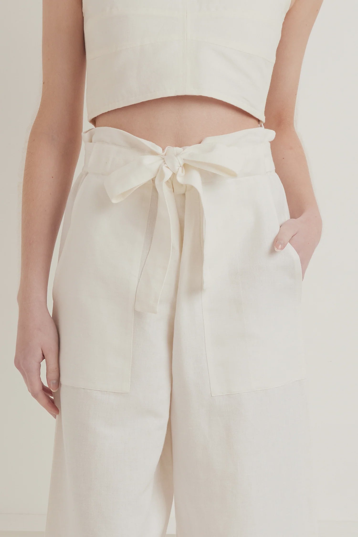 Island Paper Bag Pant - White
